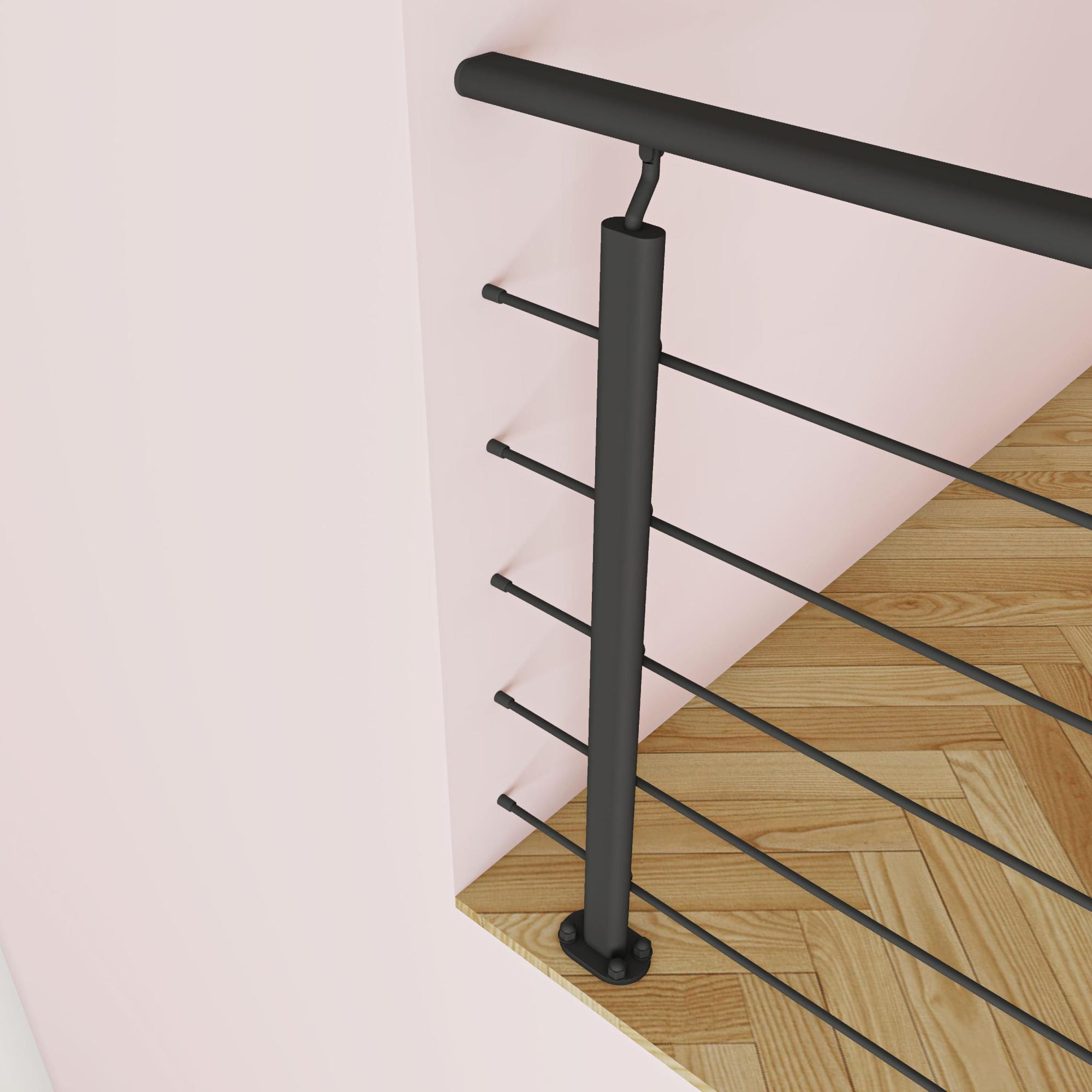 Kit de protection d'escalier - Longueur 2ml avec 5 barreaux, fixation verticale intérieure et extérieure 4