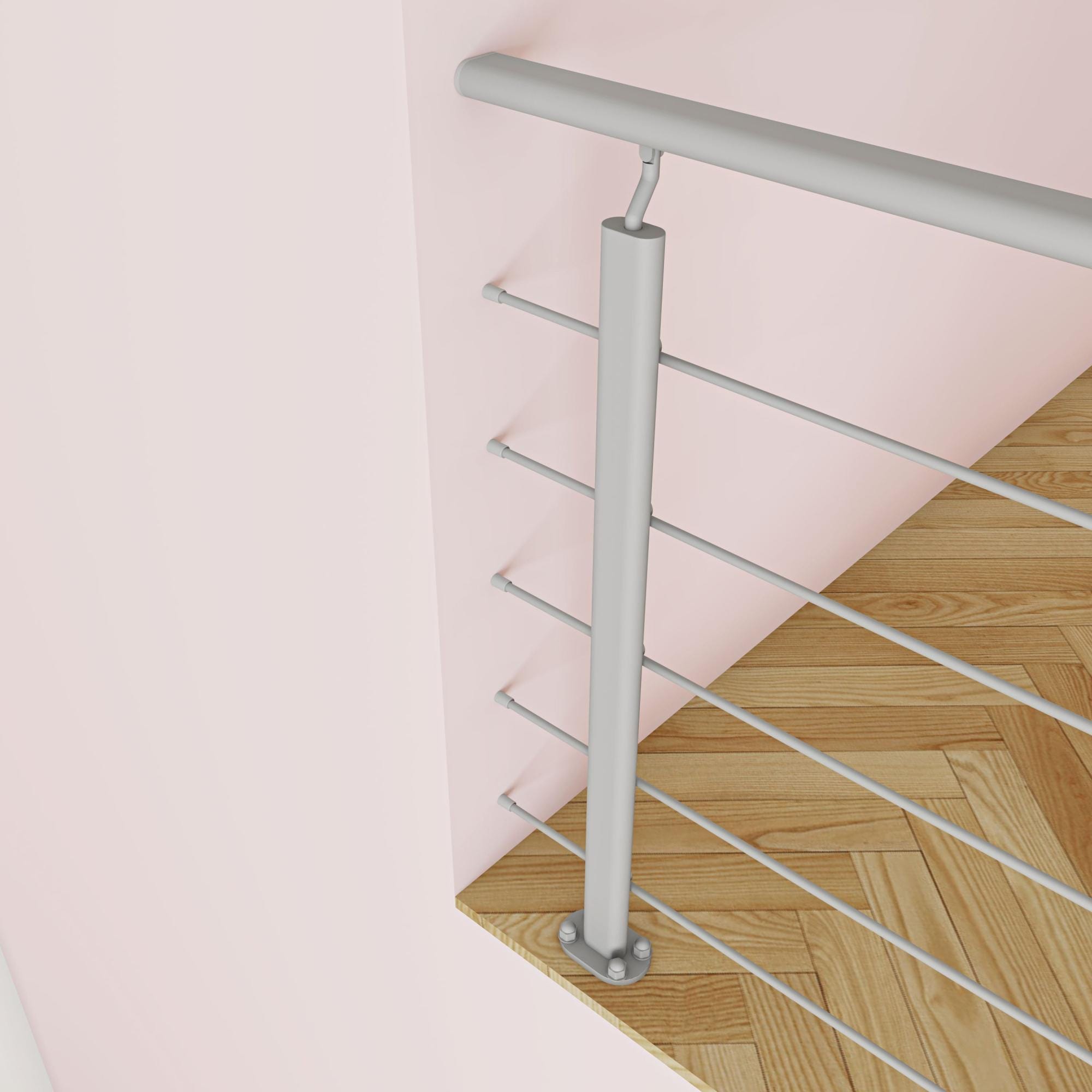 Kit Rambarde pour escalier - Longueur 1ml avec 5 barreaux, fixation verticale intérieure et extérieure 1
