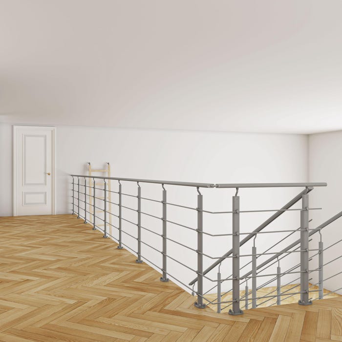 Kit Rambarde pour escalier - Longueur 1ml avec 5 barreaux, fixation verticale intérieure et extérieure 3