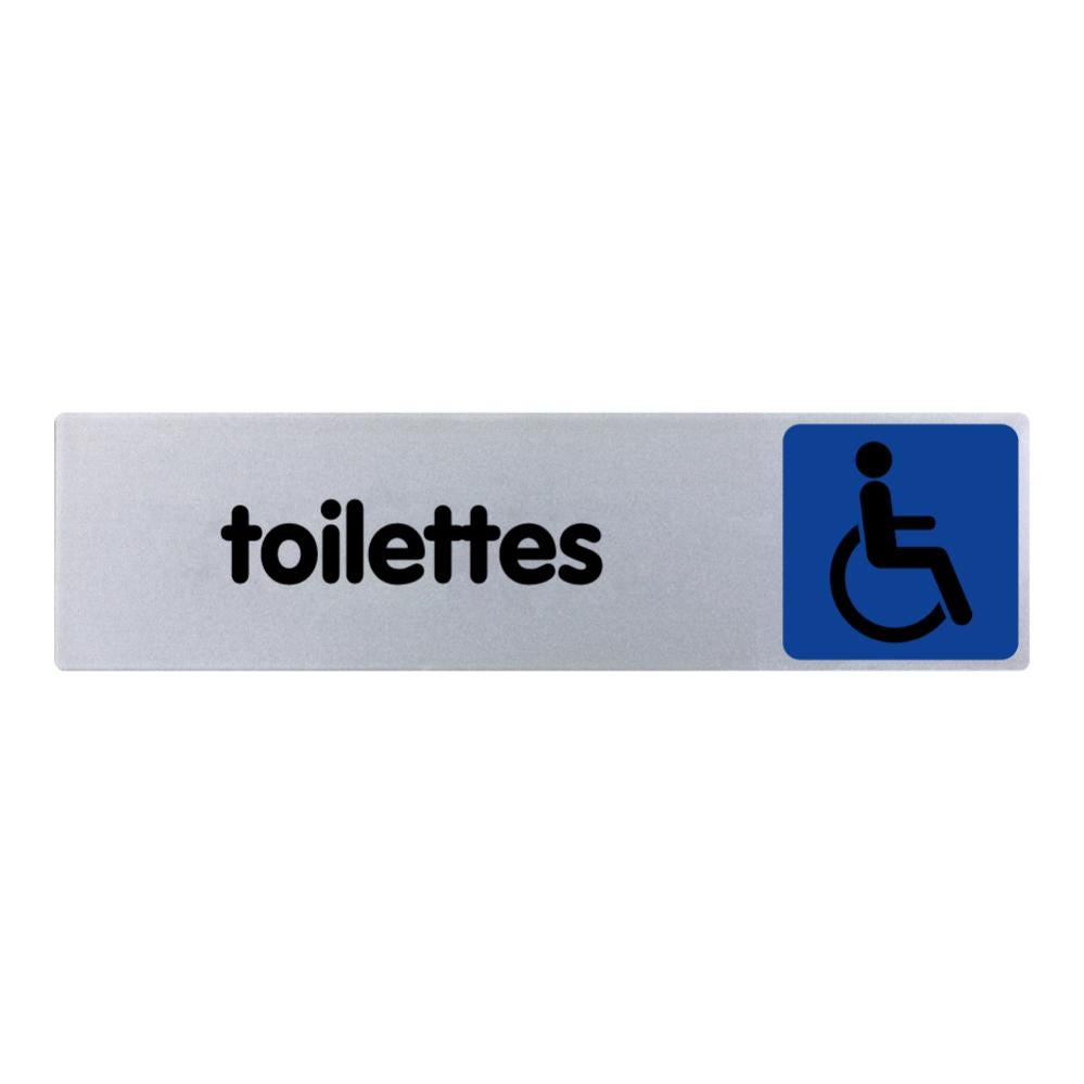 Plaquette de porte Toilettes avec logo handicapé - couleur 170x45mm - 4036731 0
