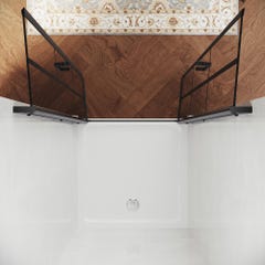 SIRHONA Cabine de douche avec Pivotant à Double Ouverture - Verre Trempé de 5mm - Noir 80x195cm 2
