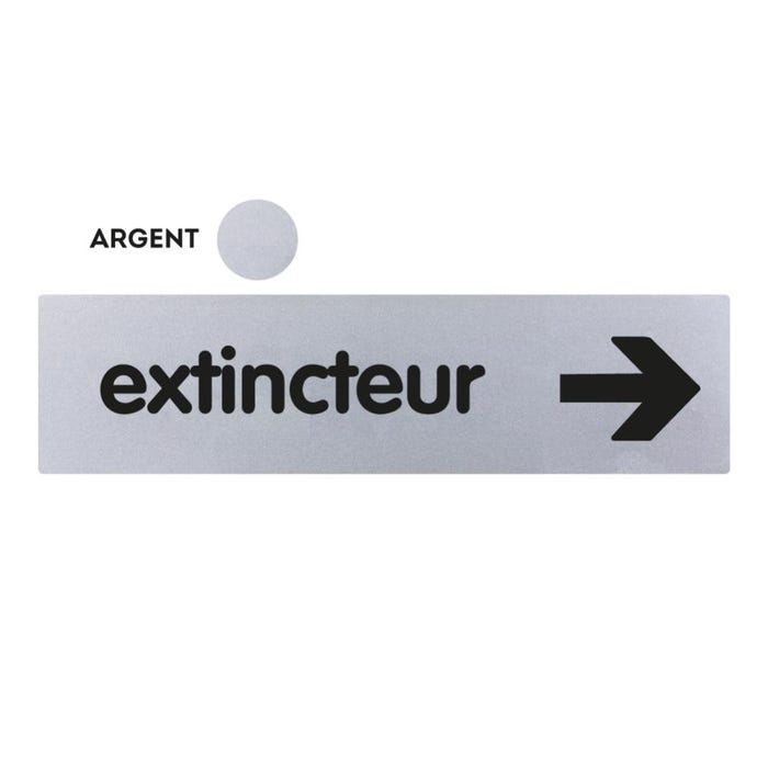 Plaquette Extincteur flèche droite - Classique argent 170x45mm - 4320618 0