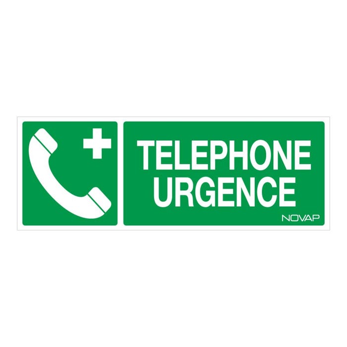 Panneau Téléphone d'urgence avec logo - Rigide 330x120mm - 4140742 0