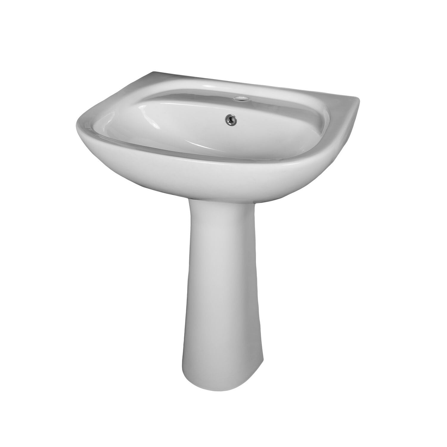 Lavabo avec colonne en céramique 60 x 48 CM Blanc OLAM - LPP 1