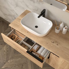 Meuble de salle de bain avec vasque à poser arrondie et miroir armoirette KING - 100cm 2