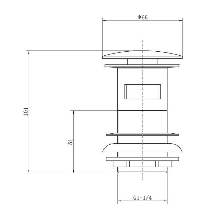 Bonde lavabo noir mat pour vasques avec trop-plein 3