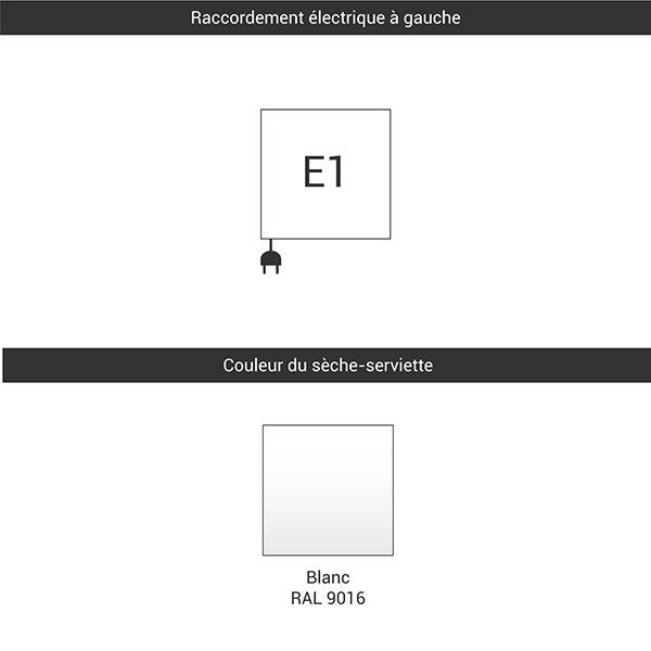 Sèche-serviette électrique blanc de 540mm de haut et 300mm de large - 200 Watt - ALE540/300E1B 1