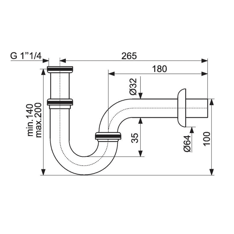 Siphon lavabo rétro ABBOTT en laiton chromé 3