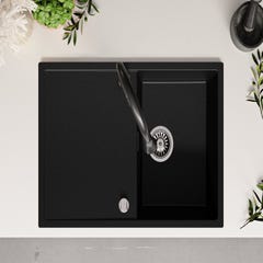 Evier Cuisine en Granit Noir Metallic, 78 x 50 cm, Lavabo 1 bac + Kit de Vidage, Évier à Encastrer Ibiza 780 de Primagran 3