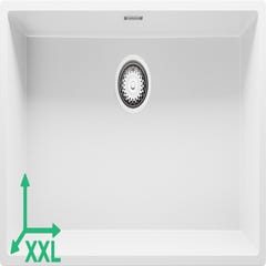 Evier Sous Plan Blanc, 76 x 47 cm, Evier en Granit 1 bac + Kit de Vidage, Lavabo Cuisine de Primagran 0