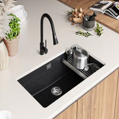 Evier Sous Plan Graphite, 86 x 47 cm, Evier en Granit 1 bac + Kit de Vidage, Lavabo Cuisine de Primagran 3