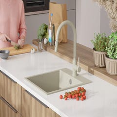 Evier Cuisine en Granit Beige, 43 x 50 cm, Lavabo 1 bac + Kit de Vidage, Évier à Encastrer de Primagran 7