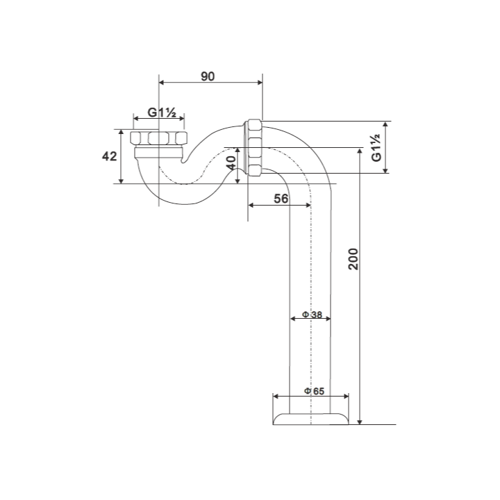 Siphon vertical pour baignoires anciennes CRAWLEY noir 1