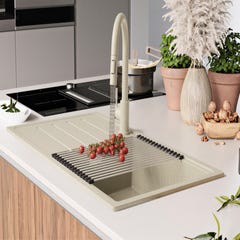 Evier Cuisine en Granit Beige, 90 x 50 cm, Lavabo 1 bac + Kit de Vidage, Évier à Encastrer de Primagran 7