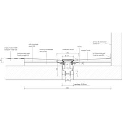 Vidage Wedi Fundo écoulement 1 point horizontal DN50 grille ronde 1