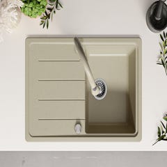 Evier Cuisine en Granit Beige, 78 x 50 cm, Lavabo 1 bac + Kit de Vidage, Évier à Encastrer Copenhague 780 de Primagran 7