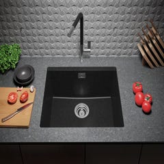 Evier Sous Plan Graphite, 56 x 47 cm, Evier en Granit 1 bac + Kit de Vidage, Lavabo Cuisine de Primagran 2