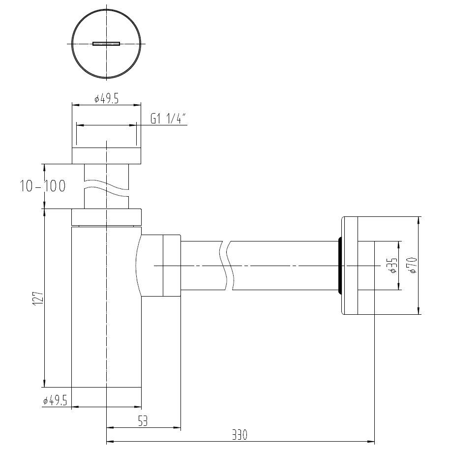 Siphon lavabo design en laiton chromé 3