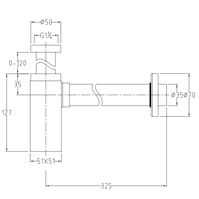 Siphon lavabo design finition or brossé 1