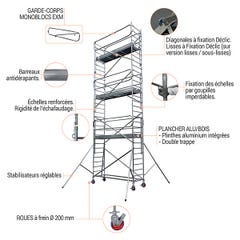 Echafaudage roulant alu - embase simple - hauteur de travail max 4.90m - 7120030 3