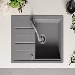 Evier Cuisine en Granit Gris, 78 x 50 cm, Lavabo 1 bac + Kit de Vidage, Évier à Encastrer de Primagran 8