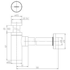 Siphon lavabo design finition noir mat 1