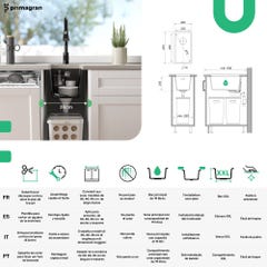 Evier Sous Plan Graphite, 26 x 47 cm, Evier en Granit 1 bac + Kit de Vidage, Lavabo Cuisine de Primagran 5