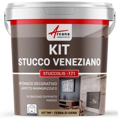 stuc venitien enduit stucco spatulable décoratif - KIT STUCCOLIS Terre De Sienne - kit jusqu'à 7 m² - ARCANE INDUSTRIES 7