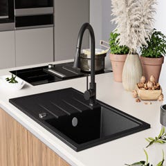 Evier Cuisine en Granit Graphite, 78 x 50 cm, Lavabo 1 bac + Robinet 5000 + Kit de Vidage, Évier à Encastrer Milan 780 de Primagran 7