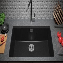 Evier Sous Plan Graphite, 76 x 47 cm, Evier en Granit 1 bac + Kit de Vidage, Lavabo Cuisine de Primagran 2