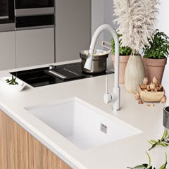 Evier Sous Plan Blanc, 76 x 47 cm, Evier en Granit 1 bac + Kit de Vidage, Lavabo Cuisine de Primagran 8