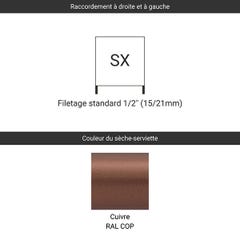 Sèche-serviette eau chaude cuivre de 753mm de haut et 500mm de large - 311 Watt - JAD753/500SXCOP 1