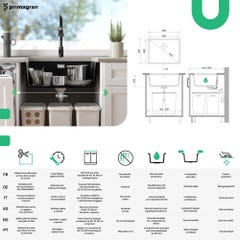 Evier Sous Plan Graphite, 44 x 56 cm, Evier en Granit 1 bac + Kit de Vidage, Lavabo Cuisine de Primagran 5