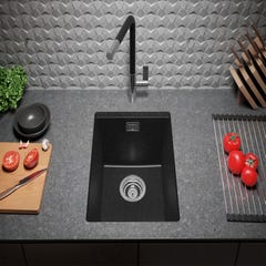 Evier Sous Plan Graphite, 36 x 47 cm, Evier en Granit 1 bac + Kit de Vidage, Lavabo Cuisine de Primagran 3