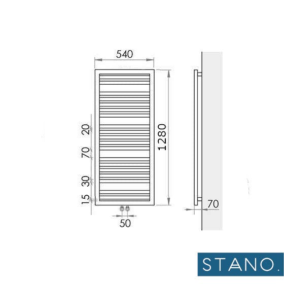 Radiateur sèche-serviettes eau chaude design KLEA 128 x 54 cm noir mat 4